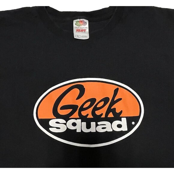 Y2K Geek Squad Fruit Of The Loom Heavy Cotton Mens XL Uniform Black T-Shirt Tee - Picture 5 of 8